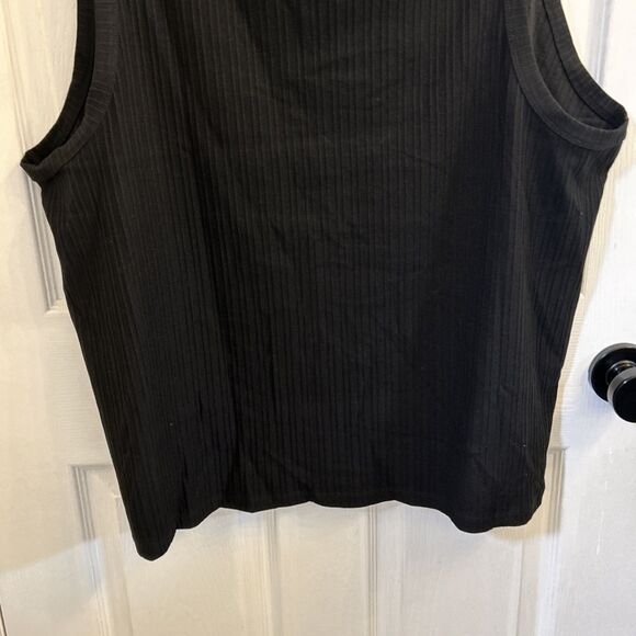 NWT Ava & Viv Tank Top 3X Black Plus Size Ribbed Cotton Blend Sleeveless Shirt - Picture 11 of 16